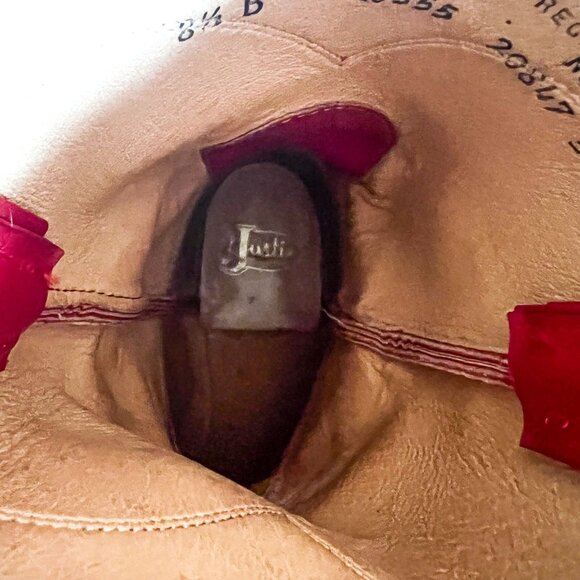 Justin Women's Vintage Red Kipskin Leather Roper Cowboy Boots (Sz: 8.5 B) - Picture 11 of 11